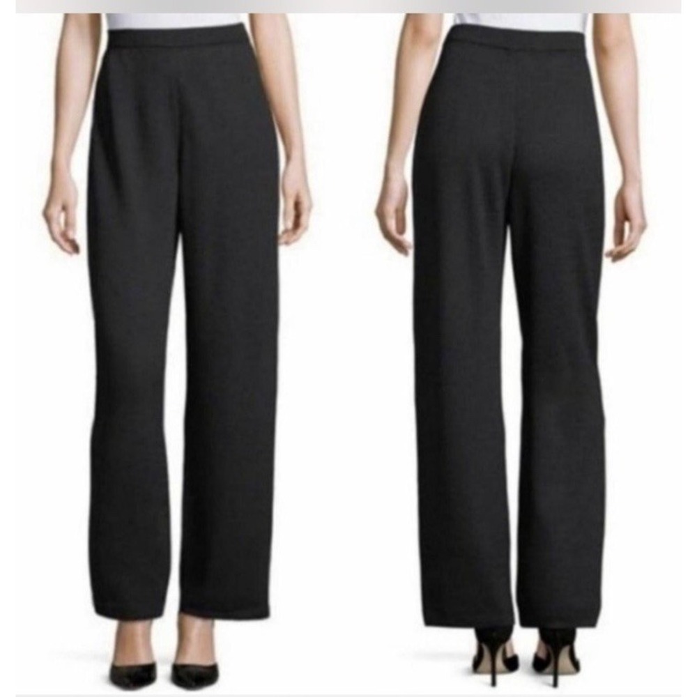 St. John Black Santana Knit Pants Wide Leg Womens Size 8 Quiet Luxury Old Money